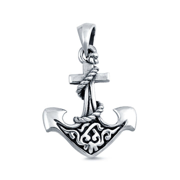 Silver Twisted Rope Anchor Pendant 925 Sterling Silver